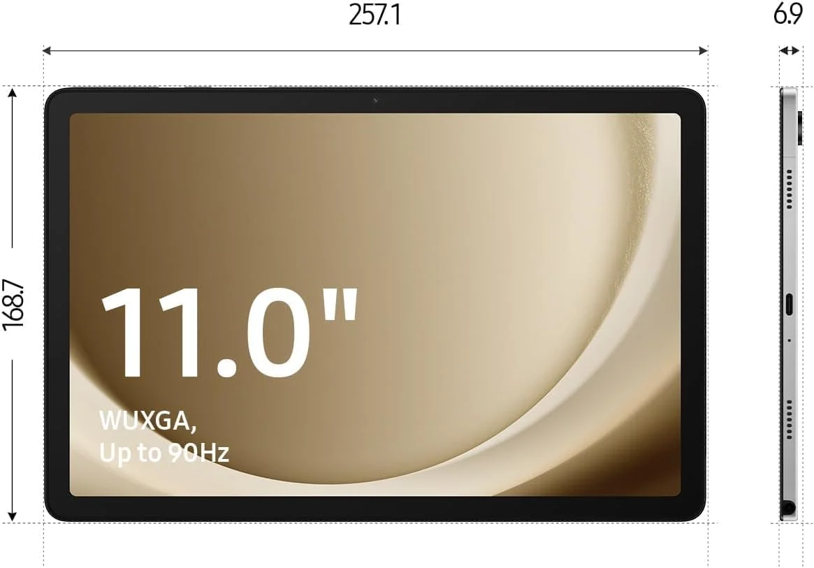 تبلت اندرویدی سامسونگ گلکسی تب A9+ با صفحه نمایش 11 اینچی، 8 گیگابایت رم + 128 گیگابایت حافظه داخلی، صفحه نمایش بزرگ، چهار بلندگو، تراشه ارتقا یافته، نمایشگر چند پنجره ای، باریک، سبک، بادوام، نسخه بین المللی (گرافیتی)
