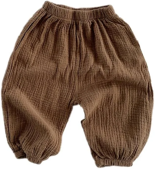 LNICEAR شلوار نوزادی پسرانه دخترانه، شلوار کتان نخی راحت و ساده