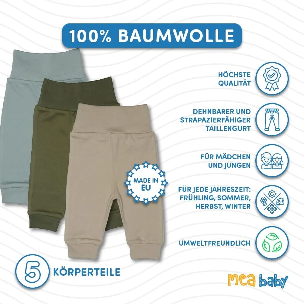 شلوار نوزادی MEA BABY، مناسب برای دختر و پسر، 100% پنبه، بسته 5 عددی / شلوار گشاد نوزادی، شلوار نوزادی پسرانه، شلوار نوزادی دخترانه، شلوار اسلیپ-آن شلوار نوزادی MEA BABY، مناسب برای دختر و پسر، 100% پنبه، بسته 5 عددی / شلوار گشاد نوزادی، شلوار نوزادی پسرانه، شلوار نوزادی دخترانه، شلوار اسلیپ-آن