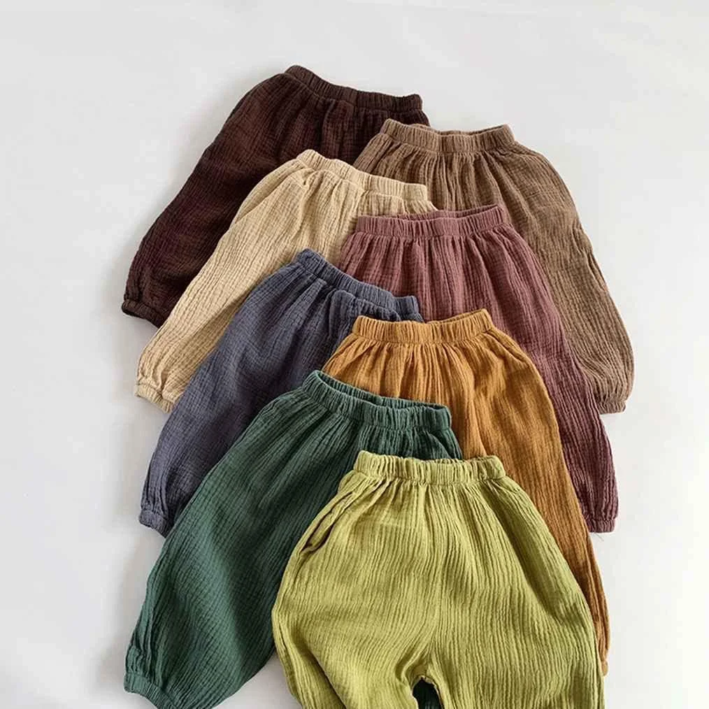 LNICEAR شلوار نوزادی پسرانه دخترانه، شلوار کتان نخی راحت و ساده