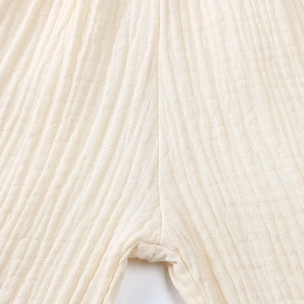 MYGBCPJS شلوار کتان نخی پسرانه دخترانه بچه گانه، شلوار مچ پا غیر رسمی، شلوار بلند گشاد، بسته دو عددی # 02، 18-24 ماه MYGBCPJS شلوار کتان نخی پسرانه دخترانه بچه گانه، شلوار مچ پا غیر رسمی، شلوار بلند گشاد، بسته دو عددی # 02، 18-24 ماه