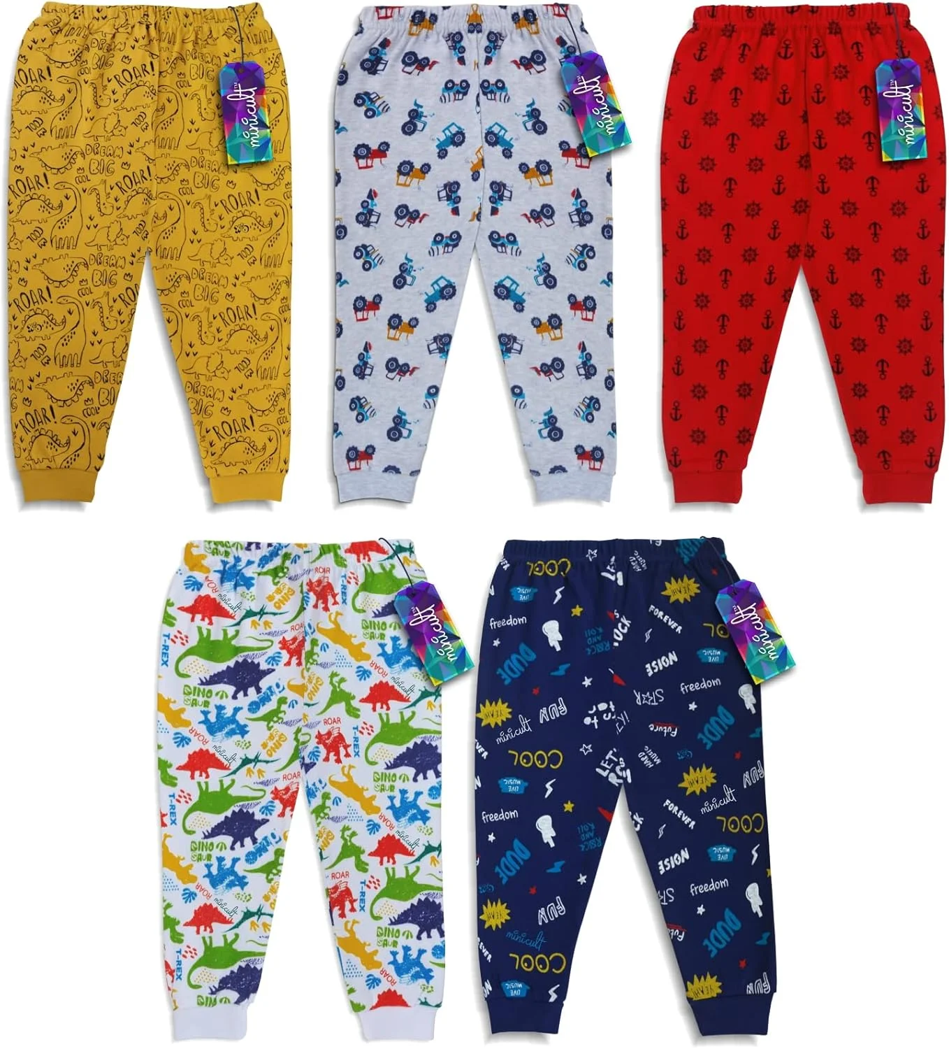 شلوار راحتی نخی بچگانه Minicult با طرح چاپی سرتاسری برای پسران و دختران (طرح های چند رنگ)(مدل معمولی)(بسته 5 عددی) شلوار راحتی نخی بچگانه Minicult با طرح چاپی سرتاسری برای پسران و دختران (طرح های چند رنگ)(مدل معمولی)(بسته 5 عددی)