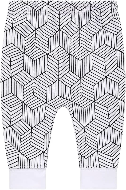 بسته 4 عددی شلوار جاگر نوزادی Lazyrhino - شلوار پنبه ای نرم برای پسران و دختران - طرح های رنگی زیبا و یونیسکس برای نوزادان