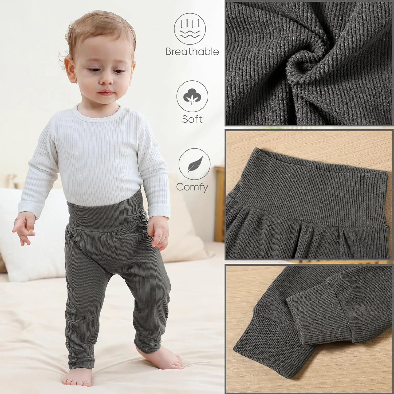 ست شلوار نوزادی پسرانه Kionio، شامل دو عدد لگینگ نوزادی، شلوار راحتی کشی، شلوار ورزشی با کمر کشی، لباس پسرانه کودک نوپا، رنگ ثابت ست شلوار نوزادی پسرانه Kionio، شامل دو عدد لگینگ نوزادی، شلوار راحتی کشی، شلوار ورزشی با کمر کشی، لباس پسرانه کودک نوپا، رنگ ثابت