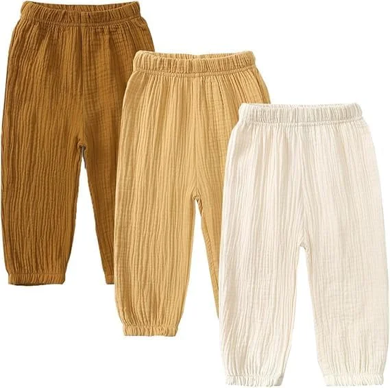 شلوار راحتی کتان و لینن ساده رنگی پسرانه و دخترانه GFQLONG، مناسب فصل تابستان و پاییز شلوار راحتی کتان و لینن ساده رنگی پسرانه و دخترانه GFQLONG، مناسب فصل تابستان و پاییز