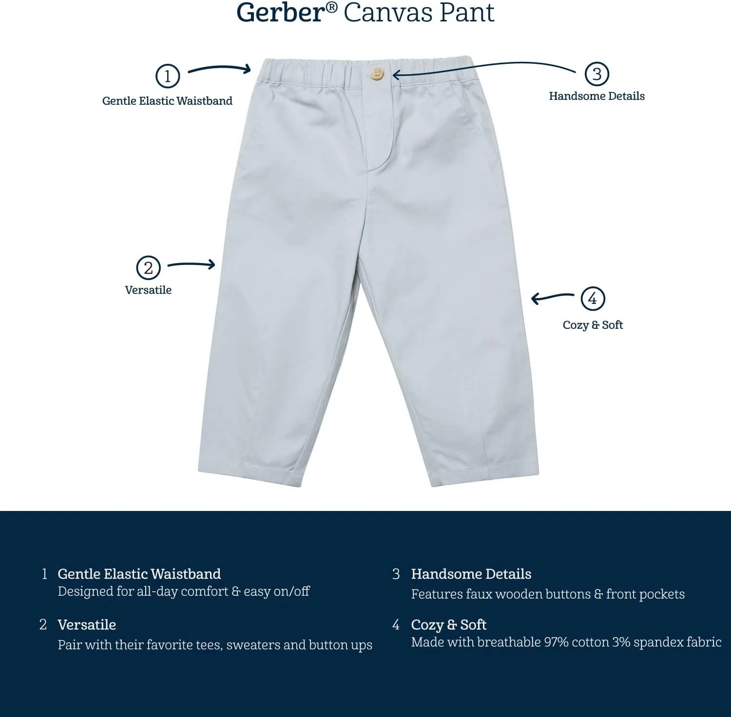 شلوار کتان پسرانه نوزادی Gerber (تک عددی) شلوار کتان پسرانه نوزادی Gerber (تک عددی)