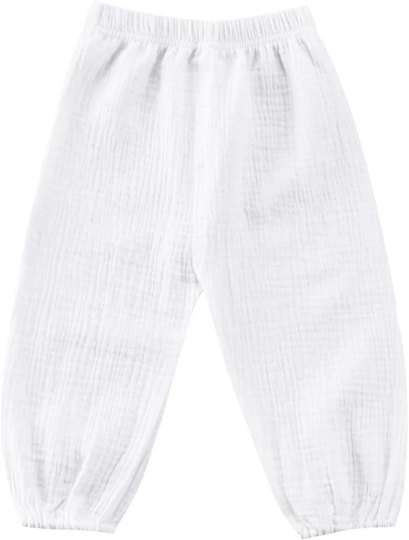 شلوار نخی و کتان کشی پایه ای بلند بچه گانه BULINGNA، مناسب کودکان نوپا، مدل Harem، شلوار راحتی
