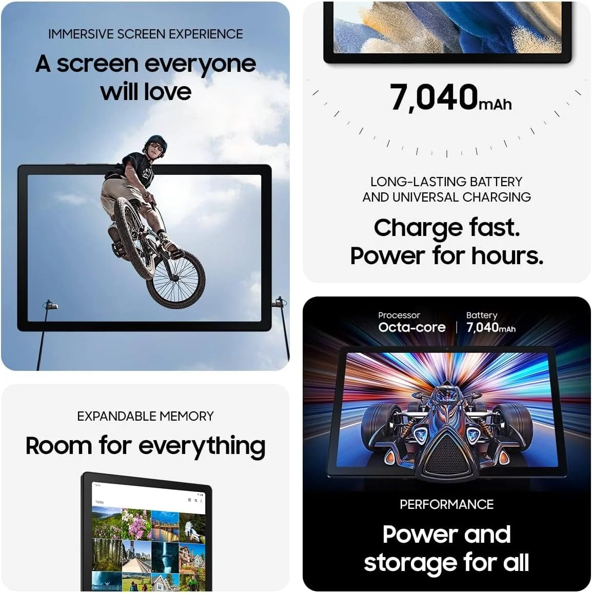 تبلت اندرویدی سامسونگ Galaxy Tab A8 با صفحه نمایش 10.5 اینچی، 64 گیگابایت حافظه، محتوای کودکان، Smart Switch، حافظه قابل ارتقا، باتری بادوام، شارژ سریع، نسخه ایالات متحده، 2022، طلایی صورتی