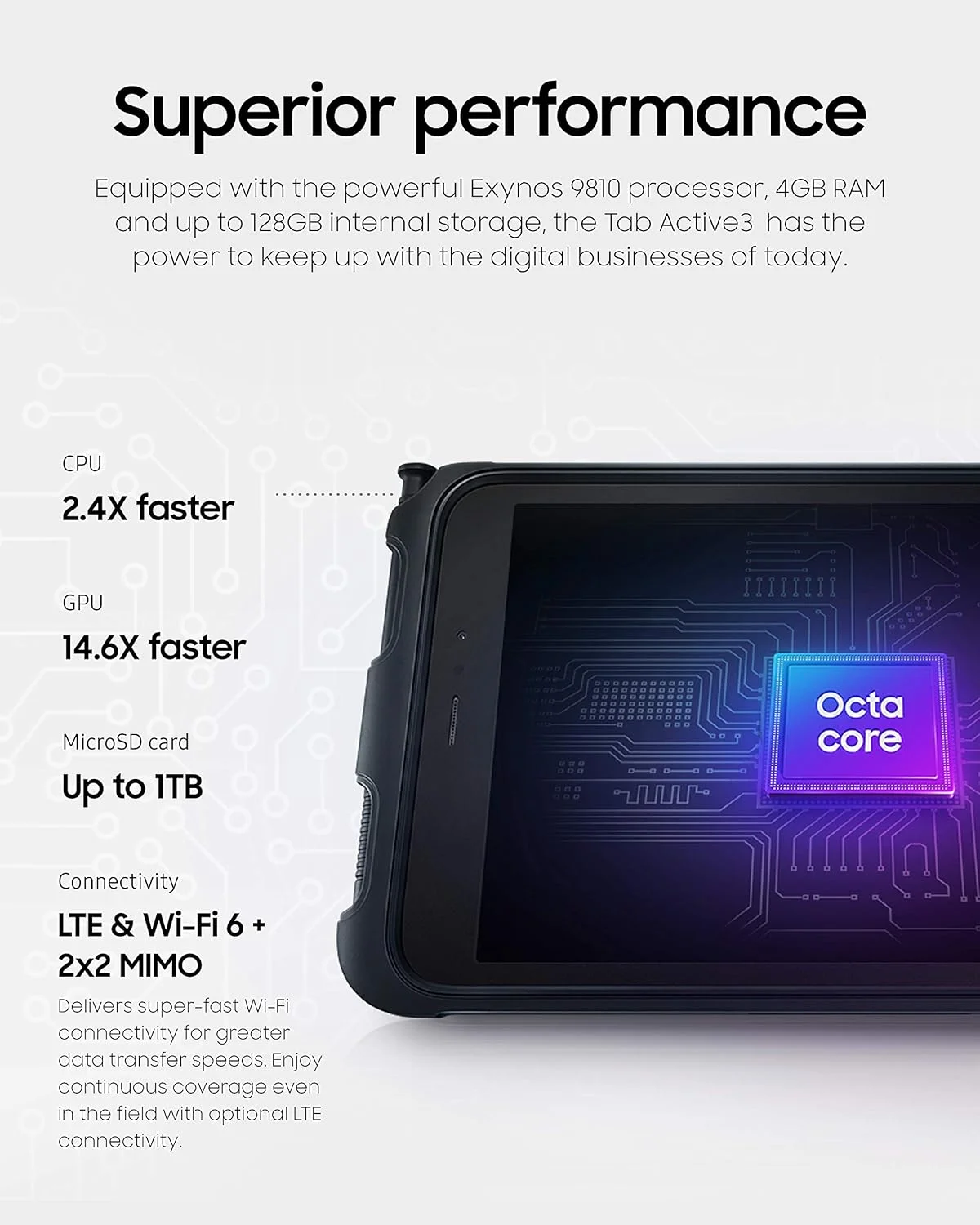 تبلت مقاوم سامسونگ Galaxy Tab Active3 Enterprise Edition 8 اینچی چند منظوره | 64 گیگابایت و WiFi و LTE (آنلاک) | امنیت بیومتریک (SM-T577UZKDN14)، مشکی تبلت مقاوم سامسونگ Galaxy Tab Active3 Enterprise Edition 8 اینچی چند منظوره | 64 گیگابایت و WiFi و LTE (آنلاک) | امنیت بیومتریک (SM-T577UZKDN14)، مشکی