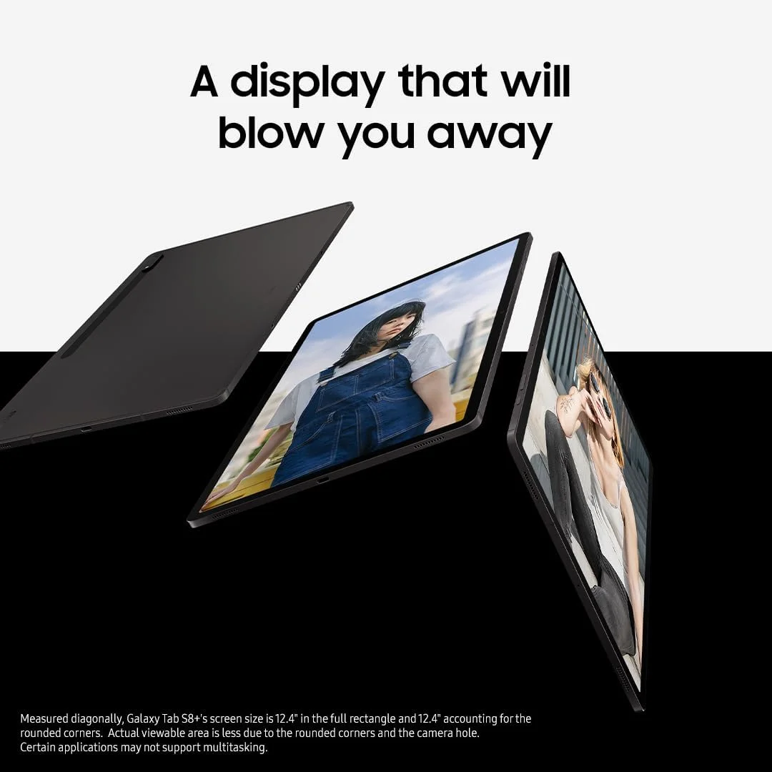 تبلت اندرویدی سامسونگ گلکسی تب S8+، صفحه نمایش بزرگ 12.4 اینچی AMOLED، حافظه 128 گیگابایتی، Wi-Fi 6E، دوربین فوق عریض، قلم S Pen، باتری بادوام، گرافیت تبلت اندرویدی سامسونگ گلکسی تب S8+، صفحه نمایش بزرگ 12.4 اینچی AMOLED، حافظه 128 گیگابایتی، Wi-Fi 6E، دوربین فوق عریض، قلم S Pen، باتری بادوام، گرافیت