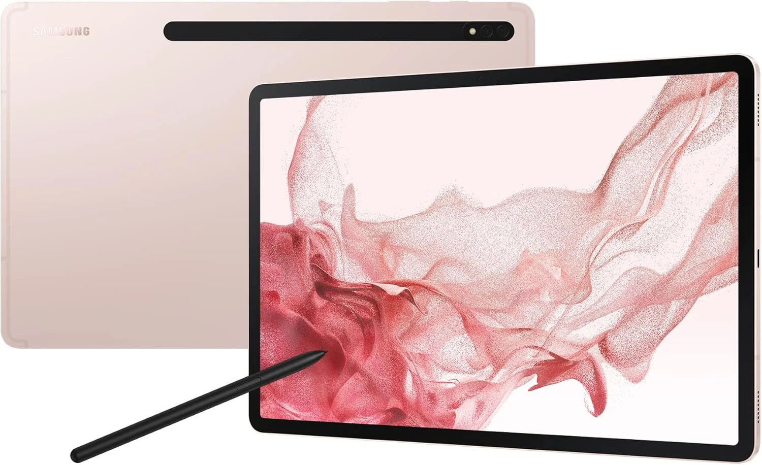 تبلت اندرویدی سامسونگ گلکسی تب S8+، صفحه نمایش 12.4 اینچی LCD، حافظه 128 گیگابایتی، قلم S Pen شامل، Qualcomm Snapdragon، باتری با طول عمر بالا، دوربین فوق عریض، 5G + WiFi، طلایی صورتی (نسخه امارات)