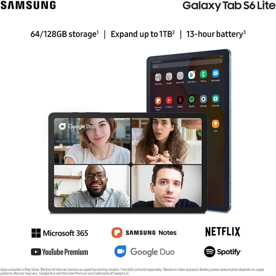 تبلت اندروید سامسونگ گلکسی تب S6 Lite با قلم S، حافظه 128 گیگابایت و وای فای - خاکستری