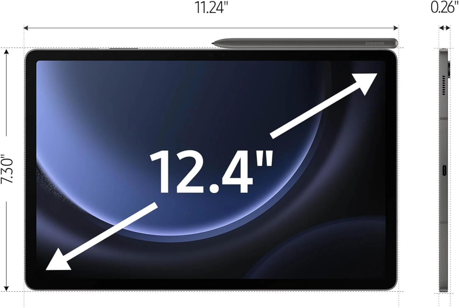 تبلت اندرویدی سامسونگ گلکسی تب S9 FE+ پلاس با صفحه نمایش 12.4 اینچی، 128 گیگابایت حافظه داخلی، باتری با طول عمر بالا، پردازنده قدرتمند، قلم S Pen، دوربین 8 مگاپیکسلی، طراحی سبک و بادوام، قابلیت افزایش حافظه، نسخه ایالات متحده، 2023، خاکستری تبلت اندرویدی سامسونگ گلکسی تب S9 FE+ پلاس با صفحه نمایش 12.4 اینچی، 128 گیگابایت حافظه داخلی، باتری با طول عمر بالا، پردازنده قدرتمند، قلم S Pen، دوربین 8 مگاپیکسلی، طراحی سبک و بادوام، قابلیت افزایش حافظه، نسخه ایالات متحده، 2023، خاکستری