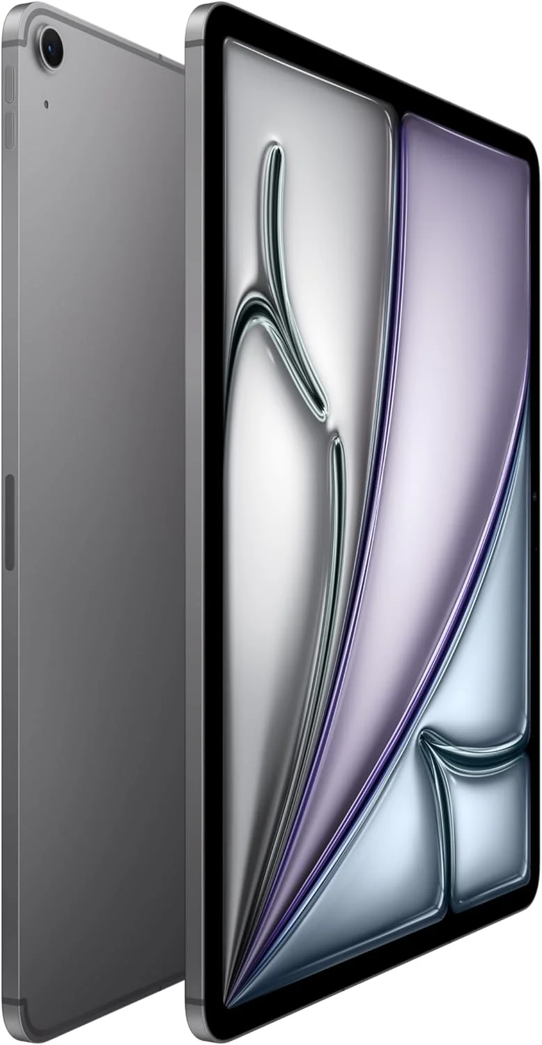 اپل آیپد ایر ۱۳ اینچی با تراشه M3، ساخته شده برای هوش مصنوعی اپل، نمایشگر Liquid Retina، ۱۲۸ گیگابایت، دوربین جلو/عقب ۱۲ مگاپیکسلی، Wi-Fi 6E + 5G Cellular، Touch ID، عمر باتری تمام روز - خاکستری فضایی