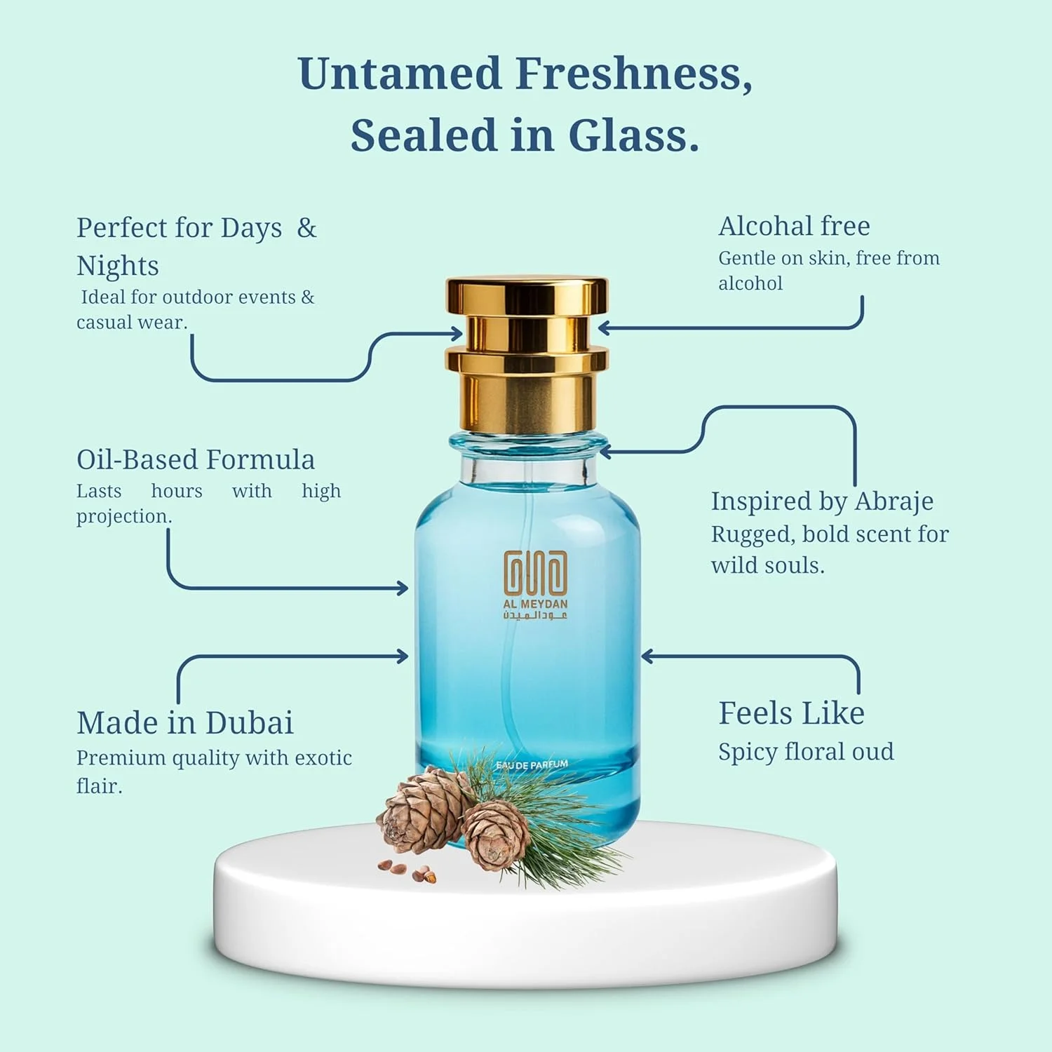 Oud Al Meydan Oil-Based Perfume Women & Men – Impression of Abraaj – Alcohol-Free, 10+ Hr Long-Lasting Woody Chypre Oriental Scent with Notes of Bergamot, Red Rose, Jasmine & Oud (200 ML)