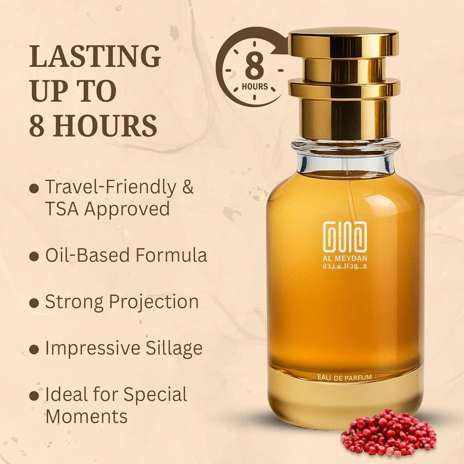 عطر روغنی عود المیدان زنانه و مردانه – مشابه فاخر – عطر روغنی شرقی بدون الکل با رایحه ترنج، گواوا و چوب صندل – ماندگاری طولانی 10-12 ساعت (50 میلی لیتر)