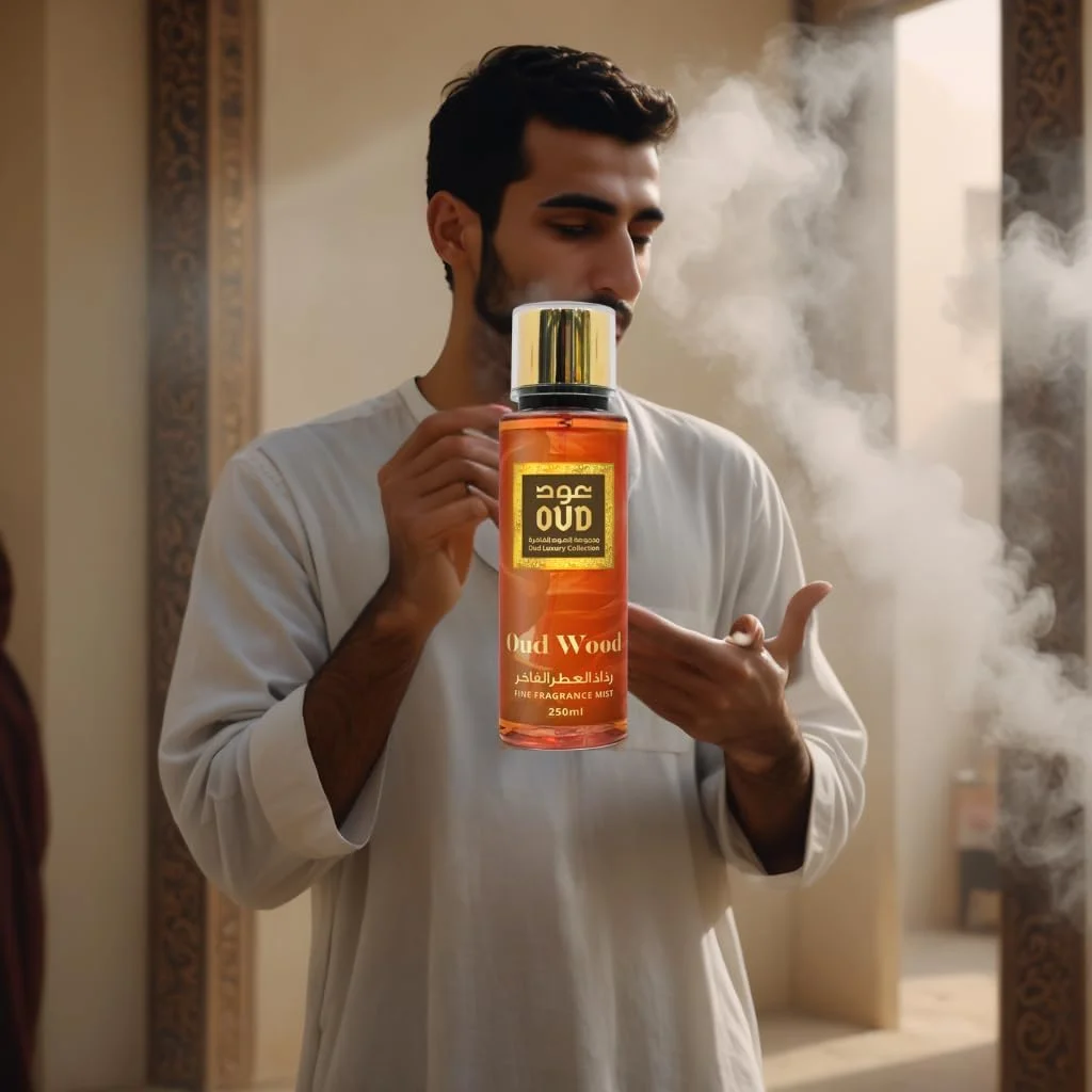 بادی میست عود وود فاین فرگرنس از کالکشن لوکس عود 250 میلی لیتر - رایحه ماندگار، جوهره لوکس دبی - رایحه های شرقی، چوبی و گورمند - ایده آل برای استفاده روزانه به عنوان اسپری بدن یا میست مو