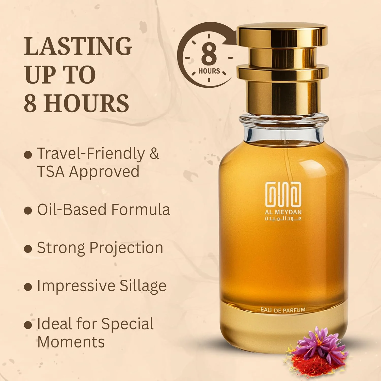 عطر روغنی عود المیدان زنانه و مردانه – مشابه رایحه Bade A Oudd Glories – عطر روغنی شرقی بدون الکل با زعفران، عود و مشک – ماندگاری طولانی 10-12 ساعت (200 میلی لیتر)