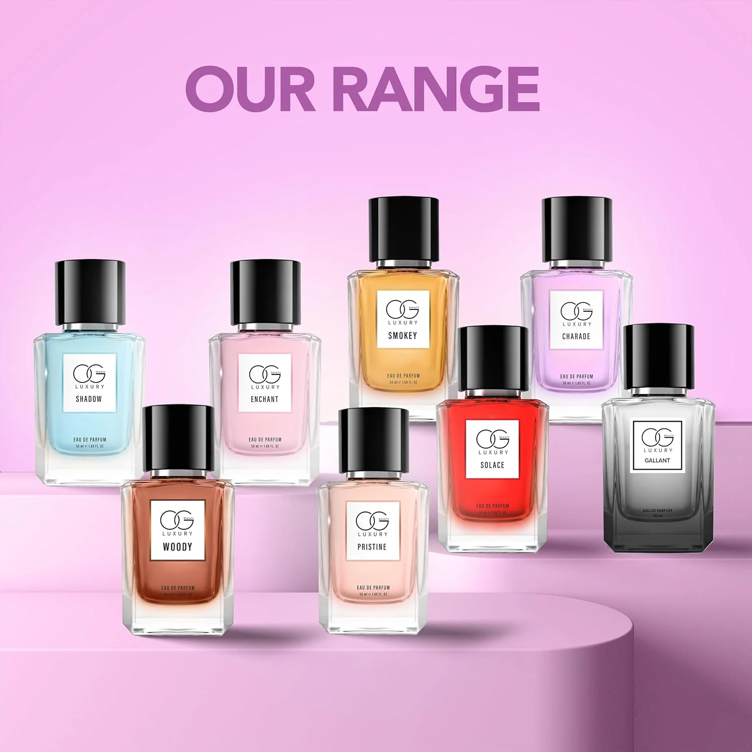 ادو پرفیوم زنانه OG BEAUTY LUXURY مدل Charade حجم 50 میلی لیتر | رایحه ای ظریف برای زنان با گلابی، نارنگی و فلفل صورتی | غنی شده با یاس، گل صد تومانی و سدر | عطر ماندگار برای هر مناسبت