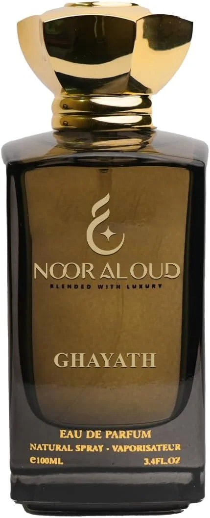 ادکلن 100 میل غیاث نور العود - عطر унисекс ماندگار با رایحه هلو، شکوفه سیب، شکوفه آناناس، رز وحشی، مشک و نعناع هندی - رایحه شرقی گلی میوه ای