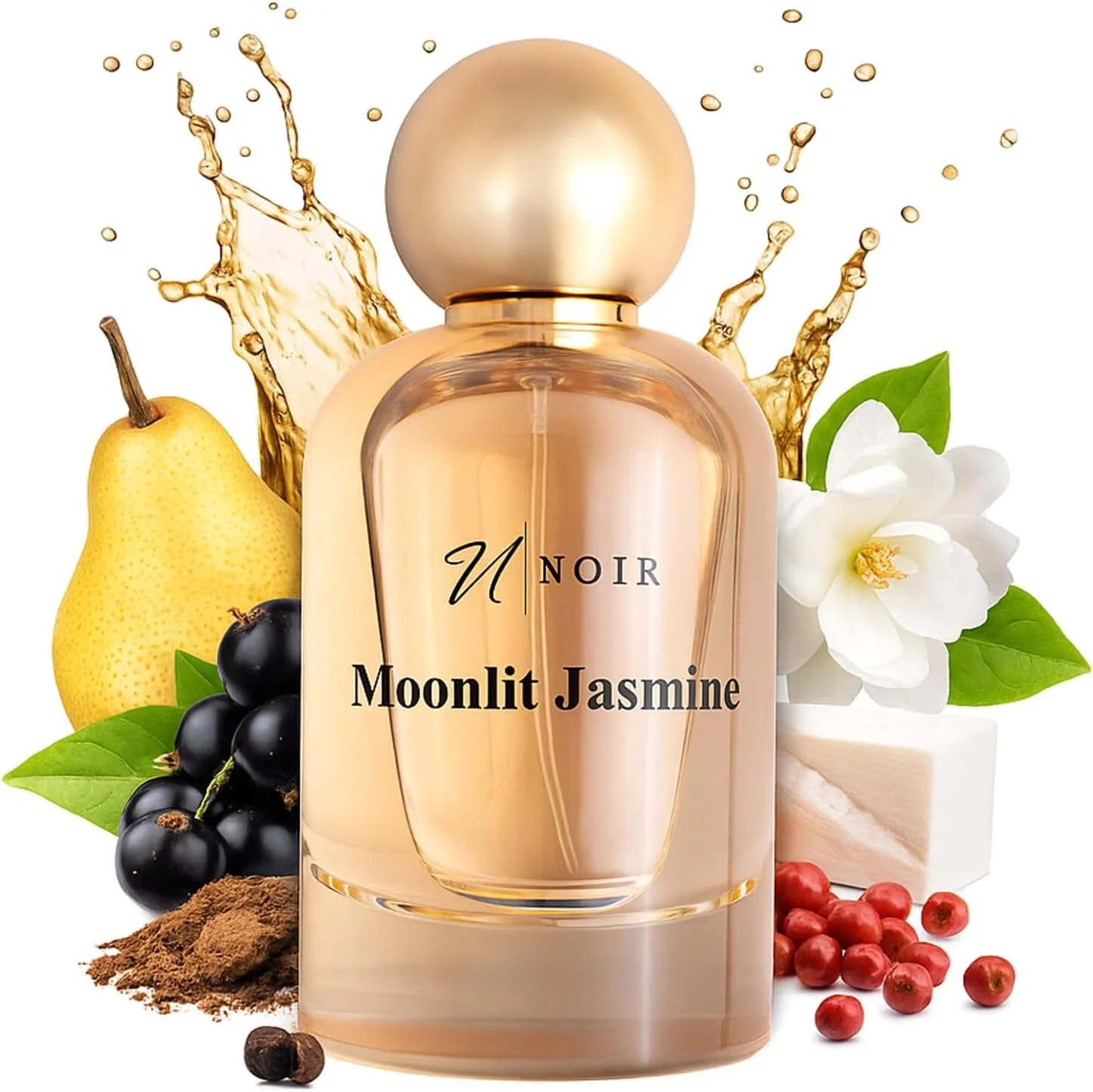 عطر ادو پرفیوم زنانه Noir Moonlight Jasmine با رایحه گل یاس تند و شیرین با بادام و وانیل، 100 میلی لیتر