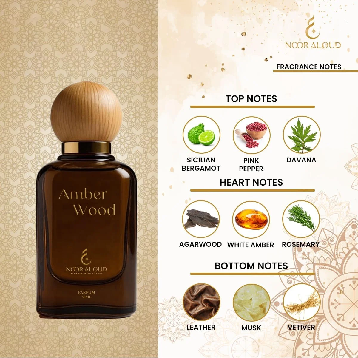 ادو پرفیوم نور العود عنبر وود 50 میلی لیتر | عطر унисекс ادو پرفیوم نور العود عنبر وود 50 میلی لیتر | عطر унисекс