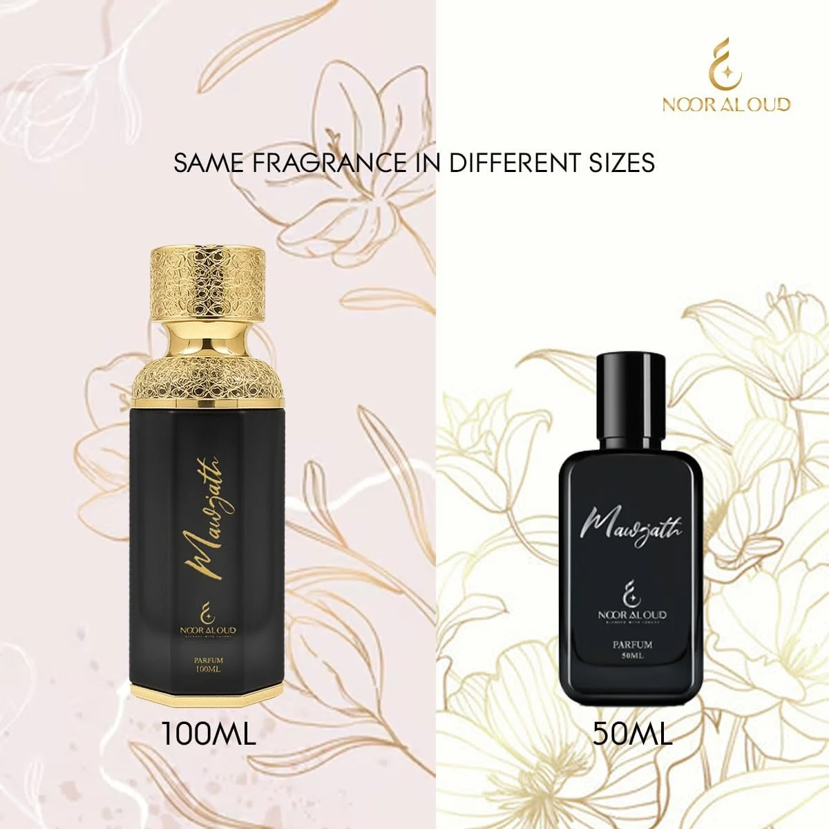 ادکلن نور العود موجات ۱۰۰ میلی لیتر | عطر یونیسکس شیک با رایحه های گلی، مشک و پودری | عطر عربی ماندگار