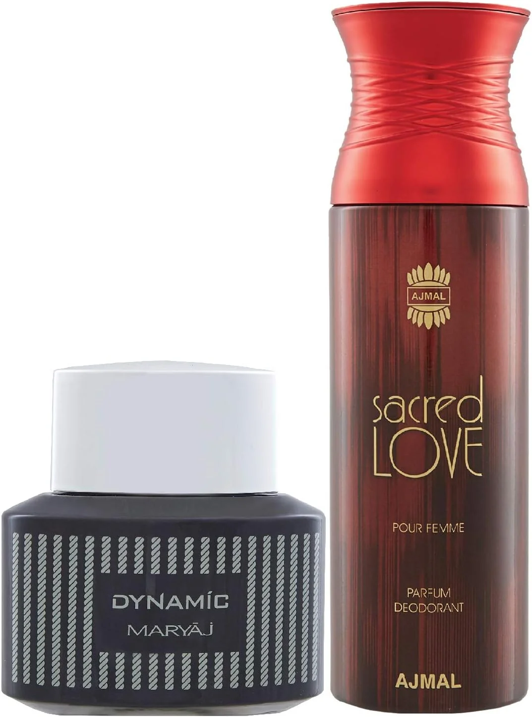 ادکلن مردانه مریاج داینامیک با رایحه چوبی تند 100 میلی لیتر و دئودورانت زنانه اجمل Sacred Love با رایحه گلی مشک 200 میلی لیتر + 2 تستر عطر رایگان