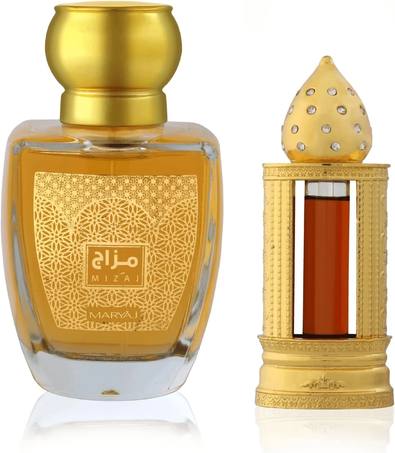ست هدیه دو تکه عطر مریاج میزاج ادو پرفیوم به همراه روغن عطر دهن العود یا روحی برای زنانه و مردانه
