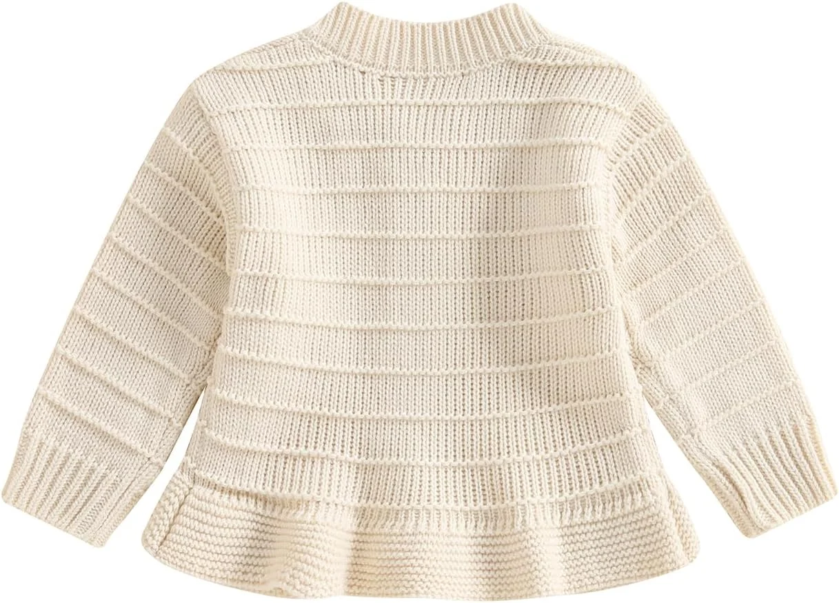 ژاکت کشباف دکمه دار دخترانه با طرح چین دار، لباس گرم پاییزی و زمستانی آستین بلند ژاکت کشباف دکمه دار دخترانه با طرح چین دار، لباس گرم پاییزی و زمستانی آستین بلند