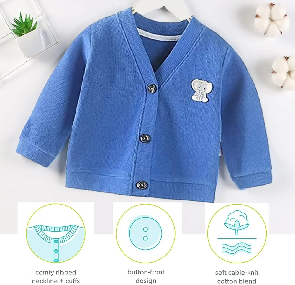 ژاکت بافتنی نوزادی MOMISY، جلو باز، یقه هفت ژاکت بافتنی نوزادی MOMISY، جلو باز، یقه هفت