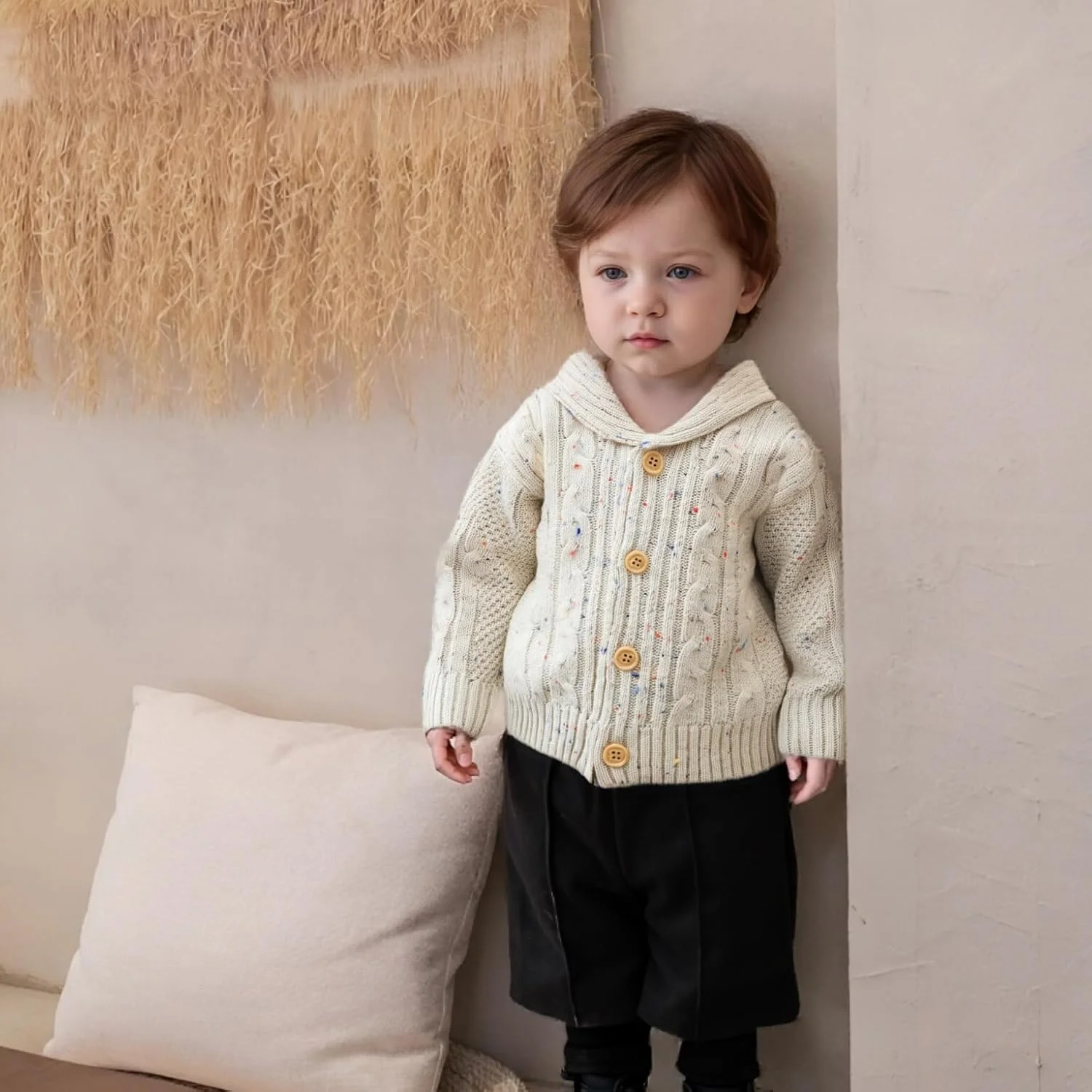 ژاکت کشباف بافتنی آستین بلند نوزادی mimixiong