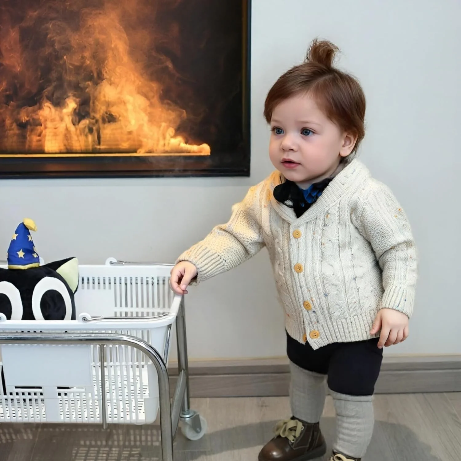 ژاکت کشباف بافتنی آستین بلند نوزادی mimixiong