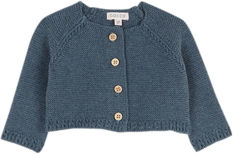 ژاکت نوزادی унисекс Gocco مدل Ochos Polo Jumper، رنگ Petrol Light Melange، سایز 6-9 ماه