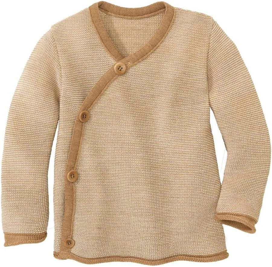 ژاکت ملانژ Disana، 100% پشم مرینوس ارگانیک دارای گواهینامه GOTS، IVN Best | با بسته‌شدن دورپیچ | نوزاد، کودک نوپا، کودک، یونیسکس | ساخت آلمان