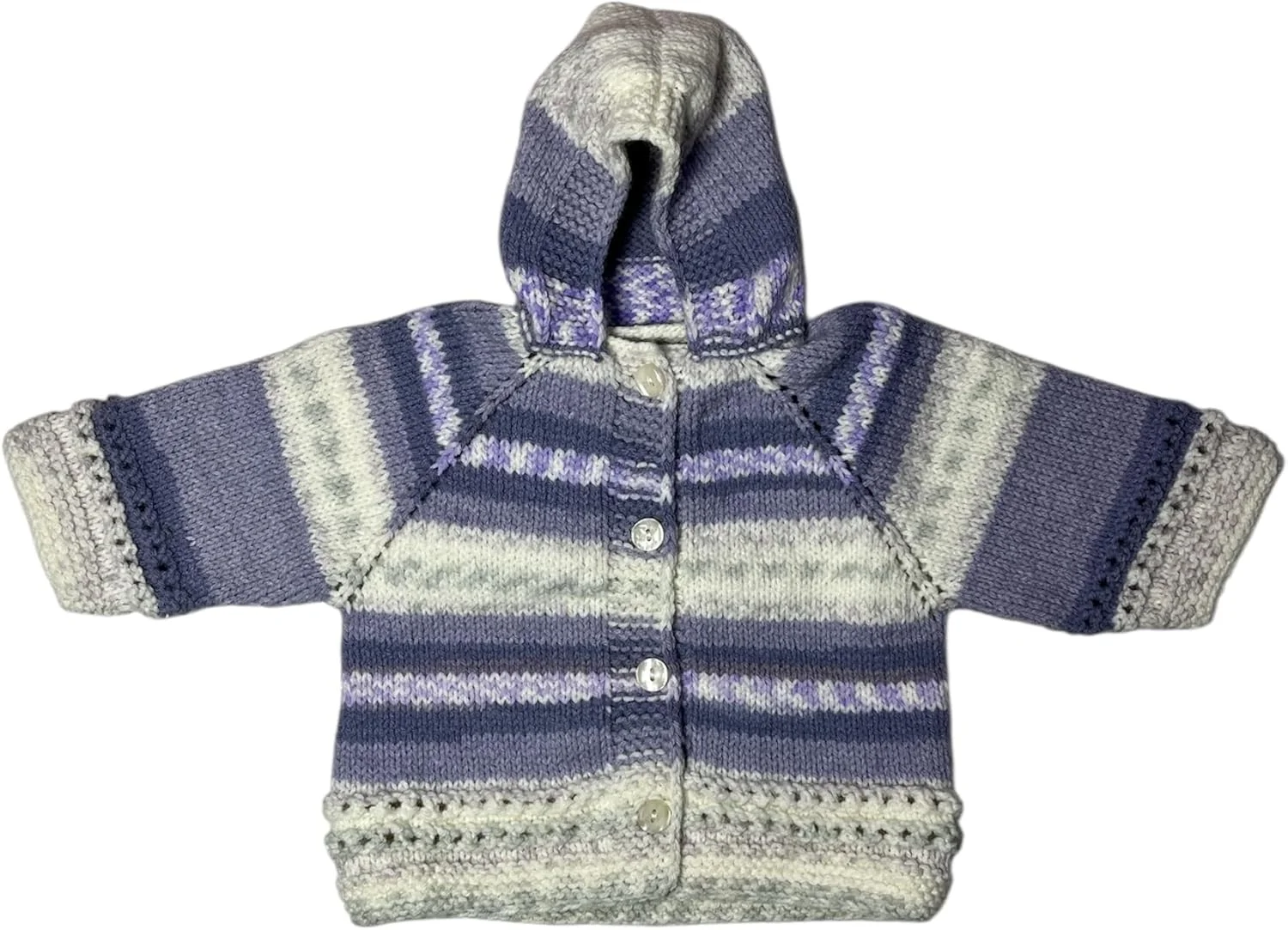 ژاکت کلاه دار بافتنی دستبافت نوزاد با دکمه - ژاکت بافتنی نوزادی برای پسران و دختران - 3-6 ماه - چند رنگ