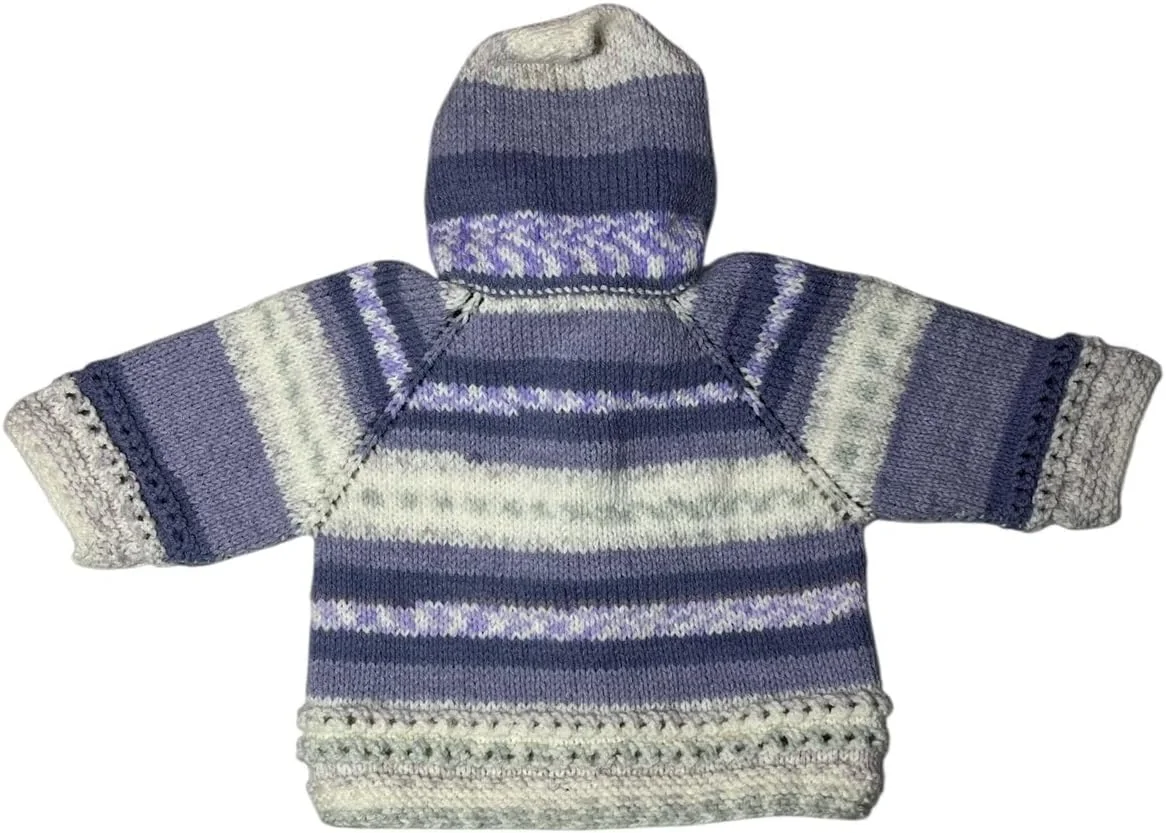 ژاکت کلاه دار بافتنی دستبافت نوزاد با دکمه - ژاکت بافتنی نوزادی برای پسران و دختران - 3-6 ماه - چند رنگ