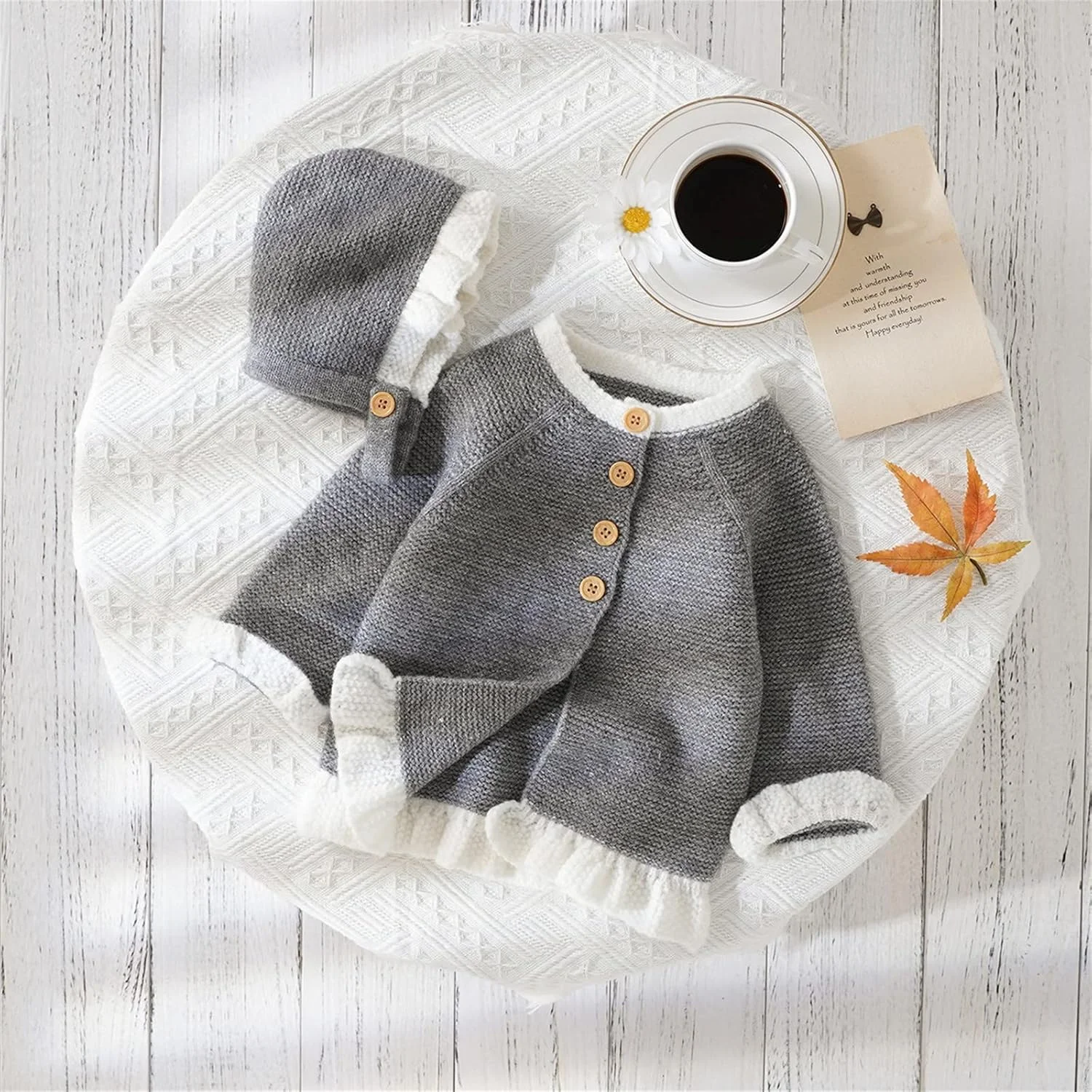 ژاکت بافتنی دخترانه پسرانه گرم تاپ بافتنی بچه گانه ژاکت روپوش دار ساده