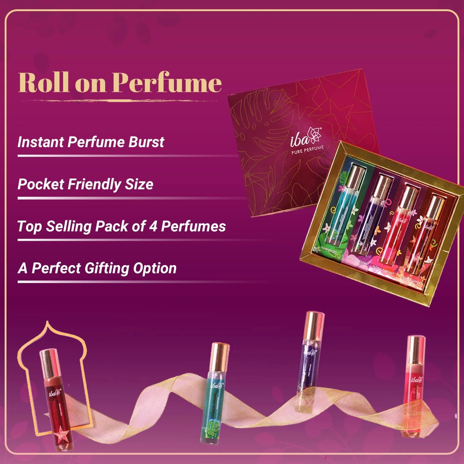 ست هدیه عطر زنانه ایبا (4 * 10 میلی لیتر) رایحه لوکس آکوا، میوه ای، گلی، چوبی، مشک و ادویه ای با ماندگاری طولانی | ست عطر رولی | بدون الکل ست هدیه عطر زنانه ایبا (4 * 10 میلی لیتر) رایحه لوکس آکوا، میوه ای، گلی، چوبی، مشک و ادویه ای با ماندگاری طولانی | ست عطر رولی | بدون الکل