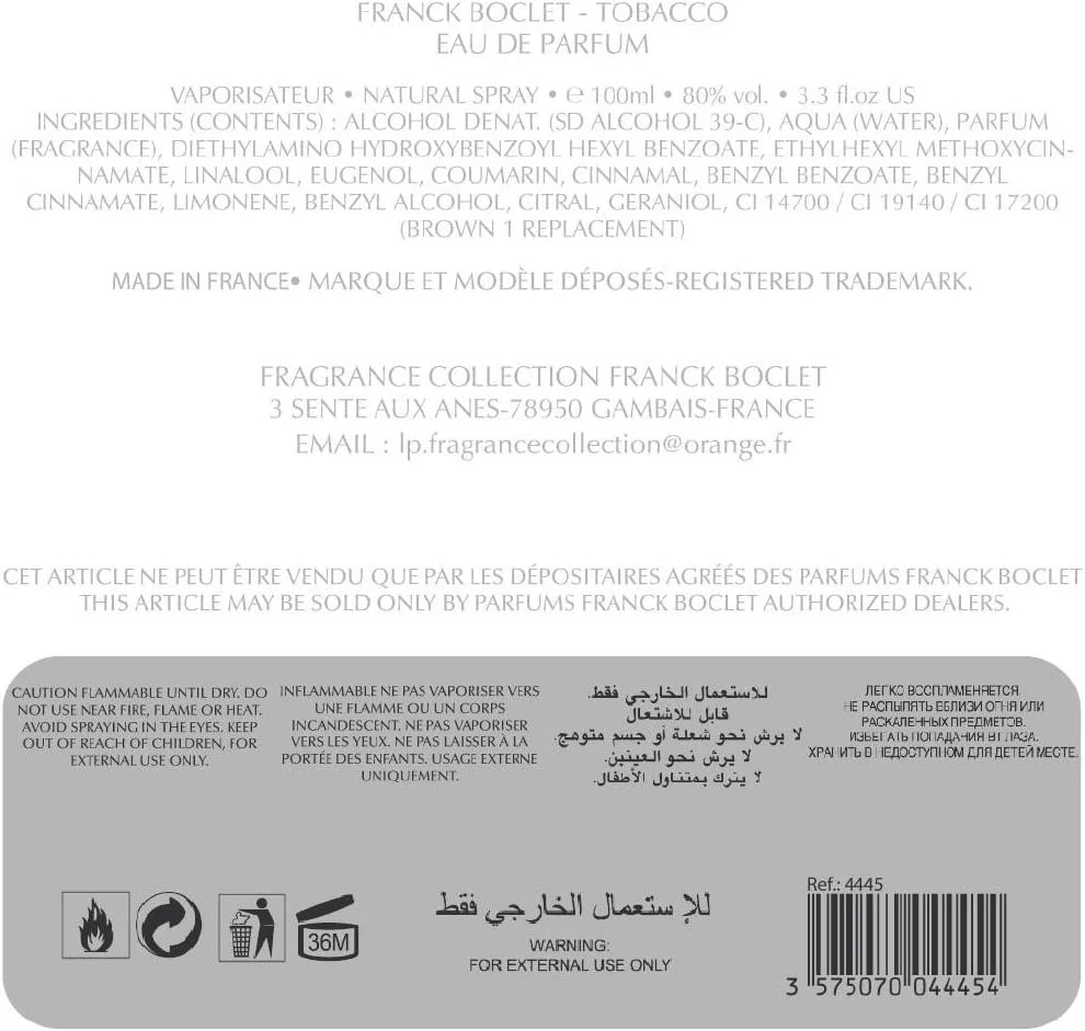 عطر ادکلن فرانک بوکلت تنباکو ادو پرفیوم، ۱۰۰ میلی لیتر عطر ادکلن فرانک بوکلت تنباکو ادو پرفیوم، ۱۰۰ میلی لیتر