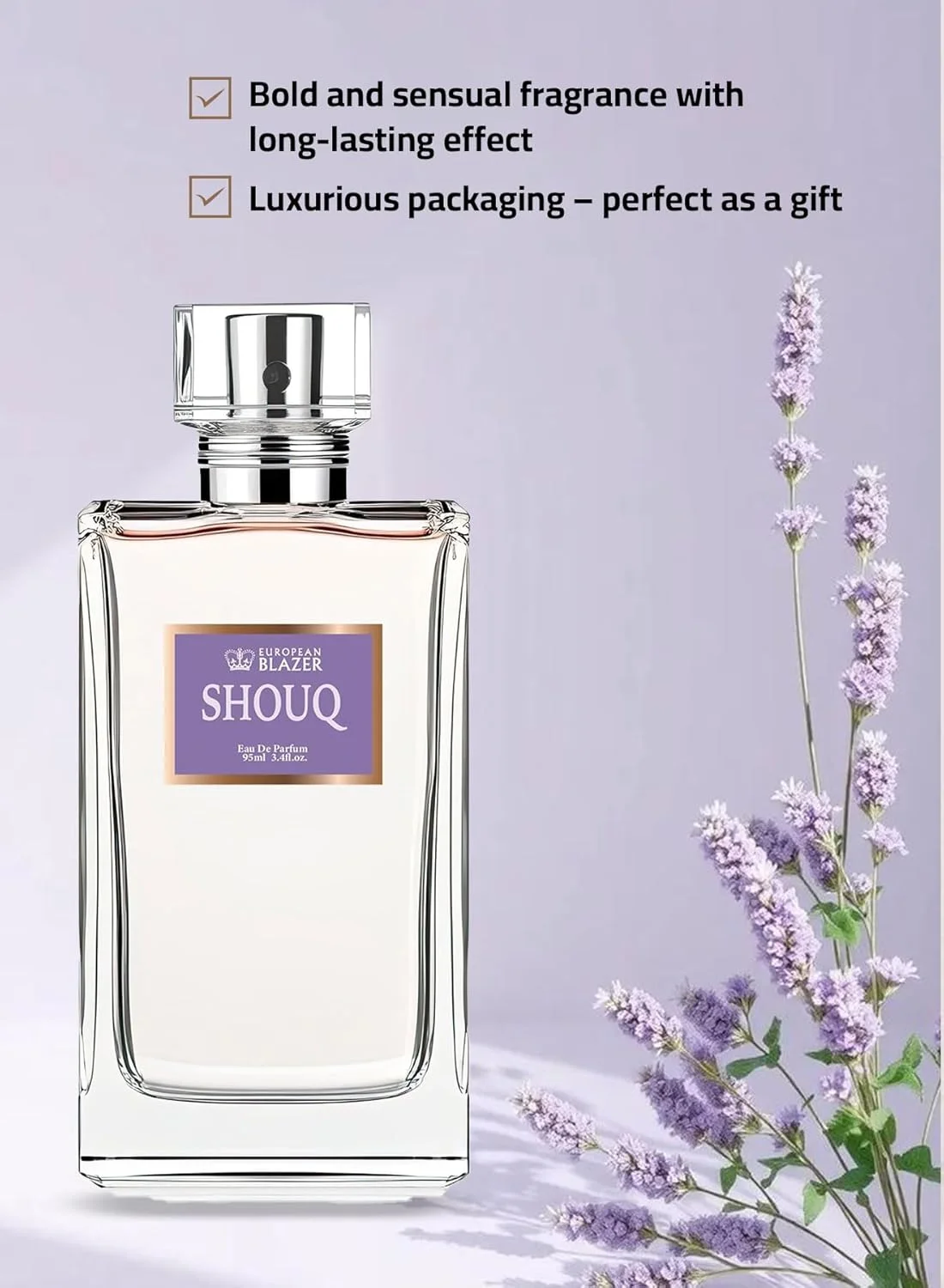 ادو پرفیوم زنانه European Blazer SHOUQ - حجم 95 میلی لیتر | عطر شرقی، تند و کهربایی ماندگار | رایحه ای ظریف برای استفاده روزانه و شبانه | هدیه ای لوکس برای بانوان ادو پرفیوم زنانه European Blazer SHOUQ - حجم 95 میلی لیتر | عطر شرقی، تند و کهربایی ماندگار | رایحه ای ظریف برای استفاده روزانه و شبانه | هدیه ای لوکس برای بانوان