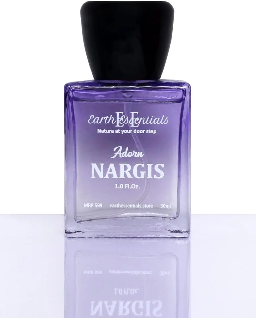 عطر زنانه Earth Essentials Nargis Adorn، رایحه ای طبیعی، ماندگار، گلی و تند با پایه چوبی، رایحه ای ظریف برای استفاده روزمره، مناسبت های خاص، روز ولنتاین و تولد، 50 میلی لیتر، بسته 1 عددی