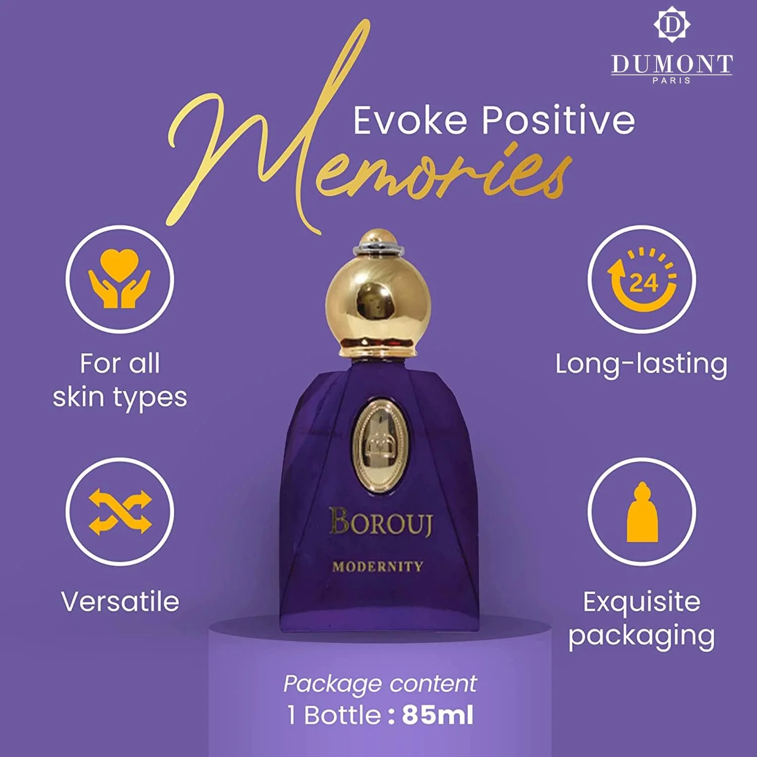 دومونت بوروج مدرنیتی - سایز مسافرتی 85 میلی لیتر - عطر یونیسکس الهام گرفته از عربی برای مردان و زنان - رایحه مرکبات، گل، میوه، عنبر و چوب - اسپری بدن و عطر با ماندگاری طولانی