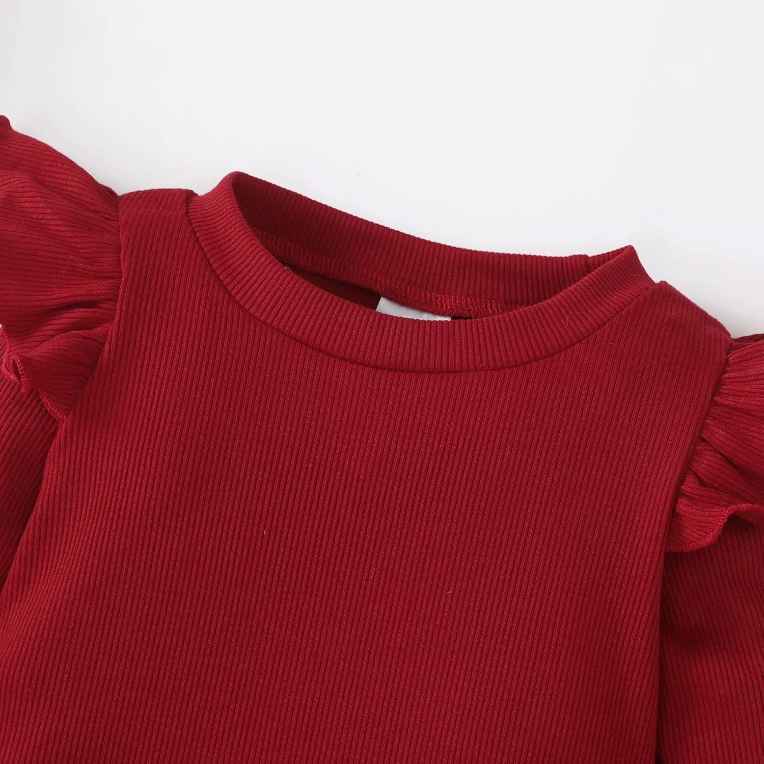 اوپاوو تیشرت های دخترانه بچه گانه آستین بلند چین دار، بلوز دنده ای دخترانه بچه گانه، لباس پاییزی دخترانه 2 عددی 12 ماهه تا 4 ساله