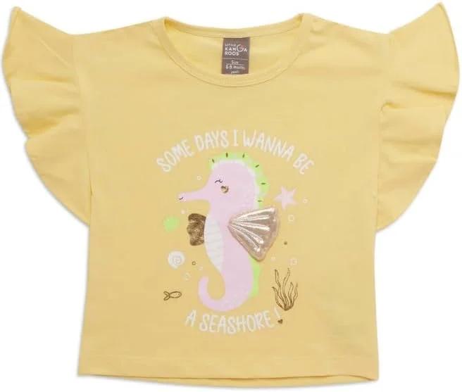 تاپ آستین کوتاه دخترانه Little Kangaroos با یقه گرد و طرح دار، سایز 18-24 ماه، رنگ انبه ای مدل S24ROG26858A