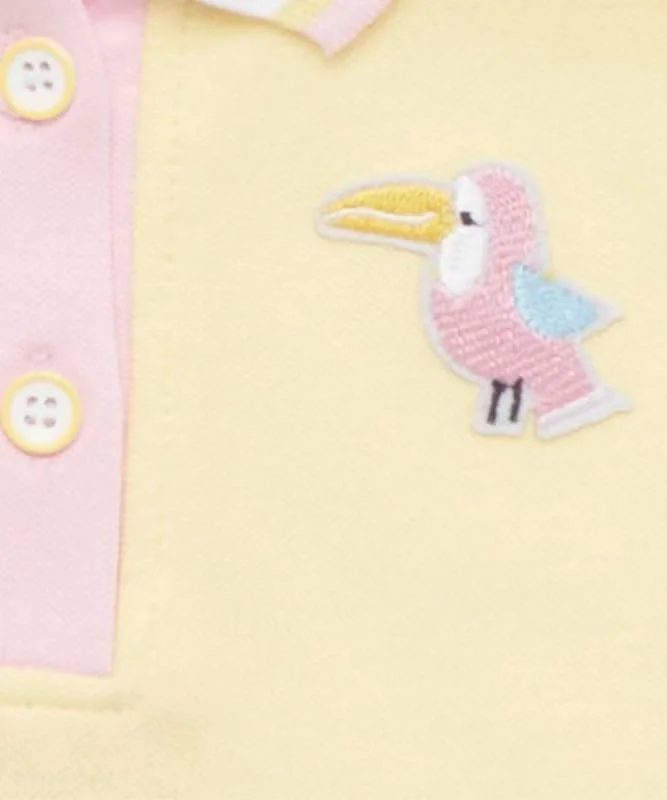 تی شرت آستین کوتاه یقه دار دخترانه Little Kangaroos، سایز 18-24 ماه، انبه ای مدل S24ROG26902D