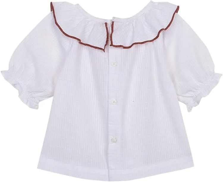 بلوز پسرانه نوزادی Gocco مدل Con Volante EN EL Cuello Con Borda، سفید، 12-18 ماهه
