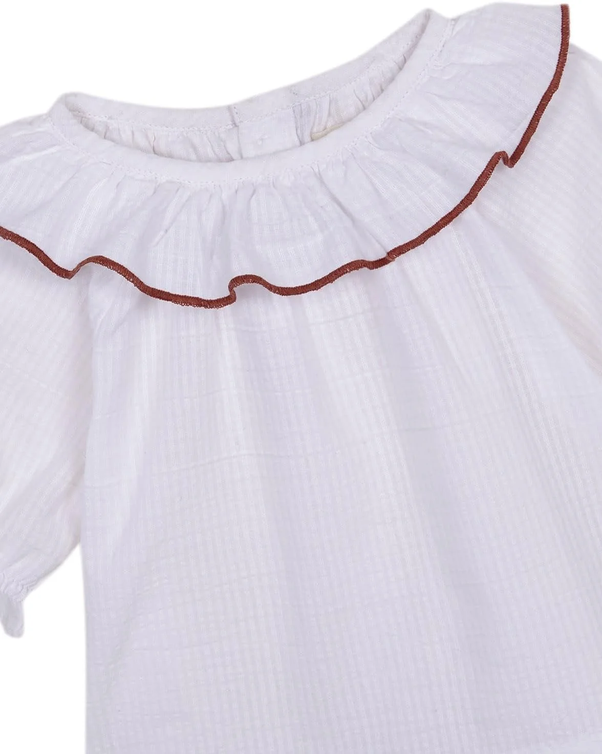 بلوز پسرانه نوزادی Gocco مدل Con Volante EN EL Cuello Con Borda، سفید، 12-18 ماهه