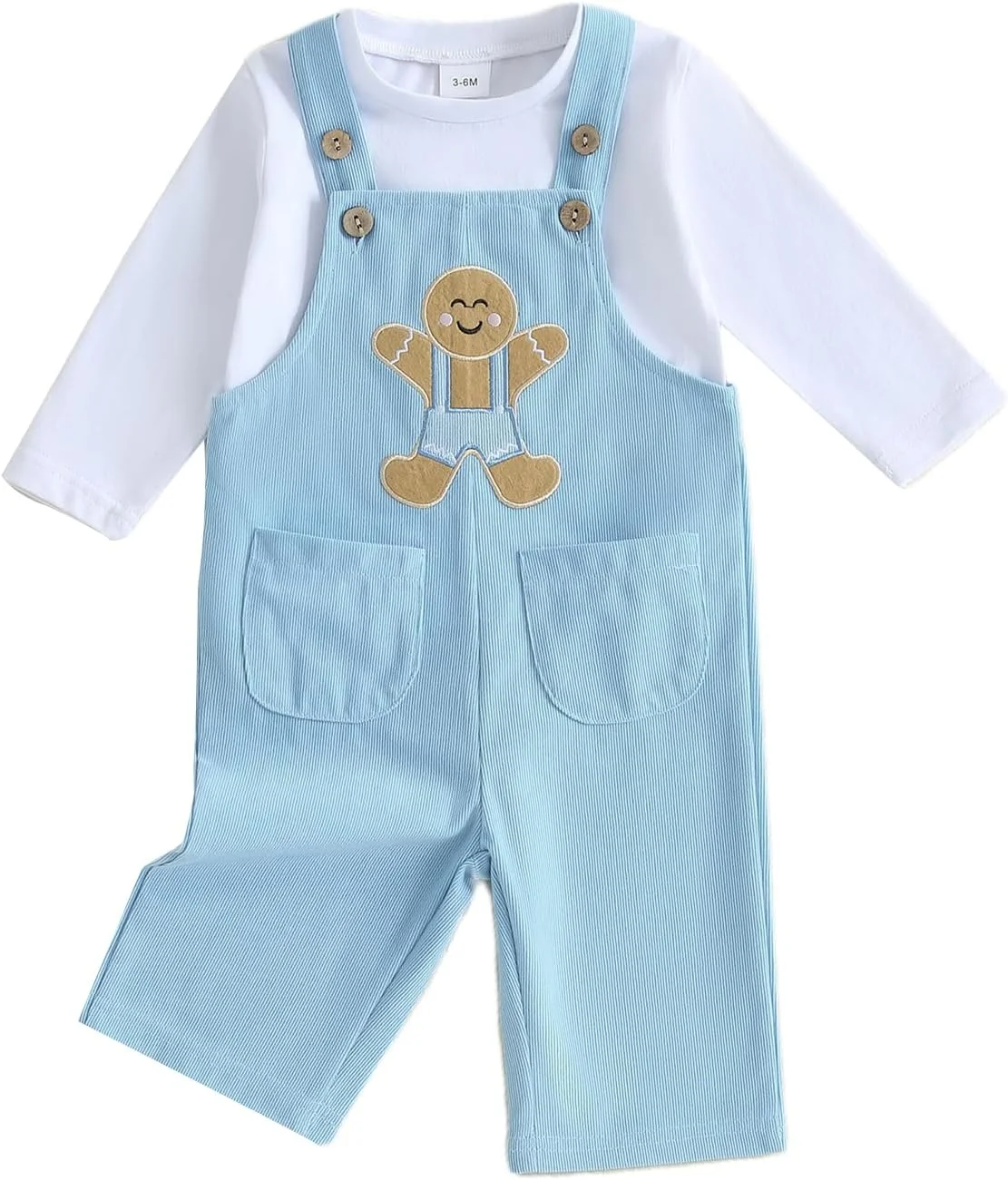 ست لباس کریسمس نوزاد دختر و پسر BULINGNA، بلوز آستین بلند، شلوار پیشبندی آدمک زنجبیلی، لباس کریسمس