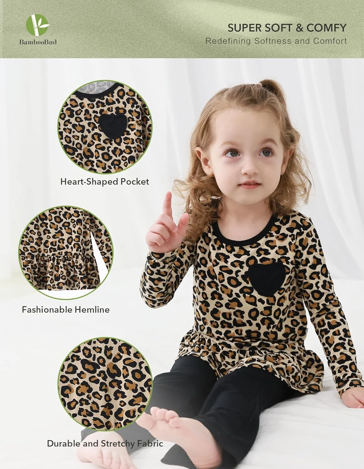 بامبو باد تیشرت آستین بلند دخترانه نوپا، بلوز و تیشرت چاپی چین دار برای دختران 2 تا 5 سال بامبو باد تیشرت آستین بلند دخترانه نوپا، بلوز و تیشرت چاپی چین دار برای دختران 2 تا 5 سال